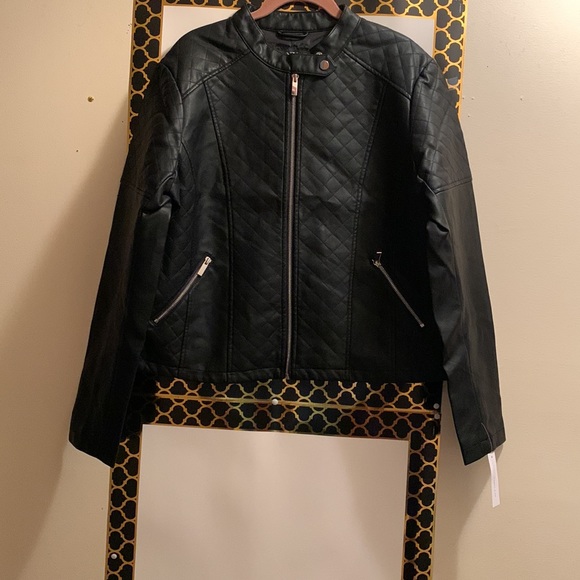 New York & Company Jackets & Blazers - NEW YORK & CO JACKET, FAUX LEATHER, SIZE XL
